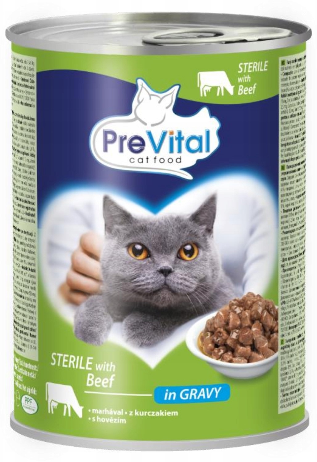 PreVital Alimento completo para gatos adultos esterilizados con ternera en salsa 