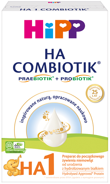 HiPP HA1  Combiotik Preparat do  początkowego żywienia niemowląt od urodzenia