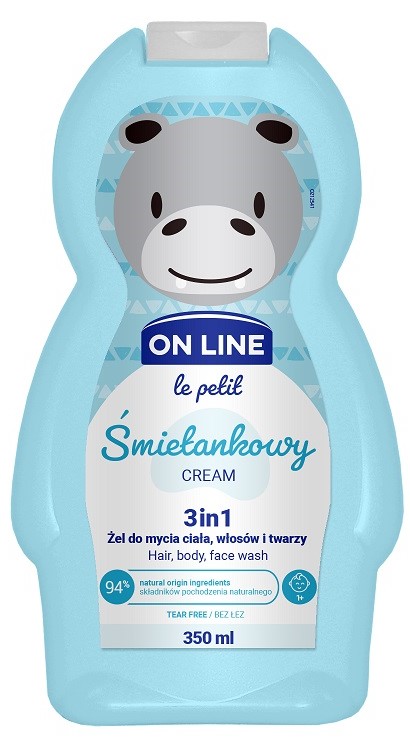 On LIne Le Petit Cream Body, hair and face wash gel with the scent of cream ice cream