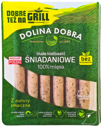 Dolina Dobra White breakfast sausages, 100% meat 