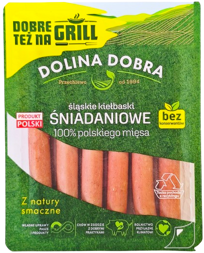 Dolina Dobra Silesian breakfast sausages, 100% Polish meat 