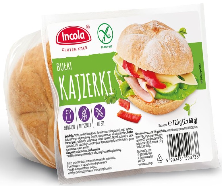 Incola Bułki kajzerki bezglutenowe 2x60g