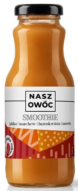 Unser Fruchtsmoothie Apfel, Karotte, Pfirsich, Aprikose 