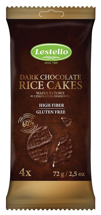 Lestello Rice wafers in dark chocolate, gluten-free 