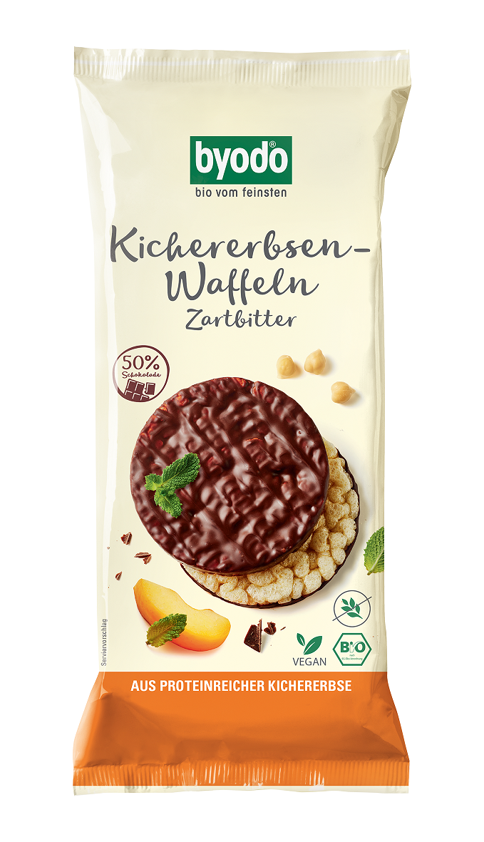 Byodo Kichererbsenwaffeln mit dunkler Schokolade, glutenfrei, BIO 