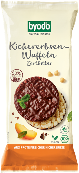 Byodo Chickpea waffles with dark chocolate, gluten-free, BIO 