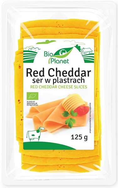 Bio Planet BIO red cheddar cheese in slices 