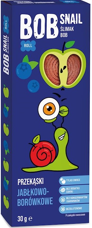 Рулет Bob Snail Snack яблоко-черника без добавления сахара, без глютена 