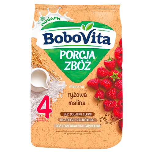 BoboVita Porción de cereal Gachas de arroz con leche y frambuesa 