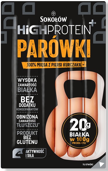 Salchichas de ave ricas en proteínas Sokołów elaboradas con pechuga de pollo 