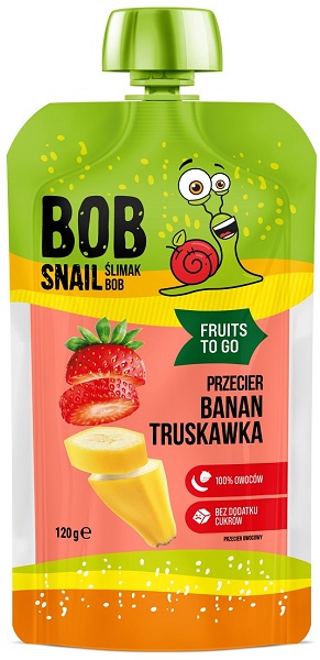 Bob Snail Fruits To Go mousse de plátano y fresa sin azúcares añadidos 