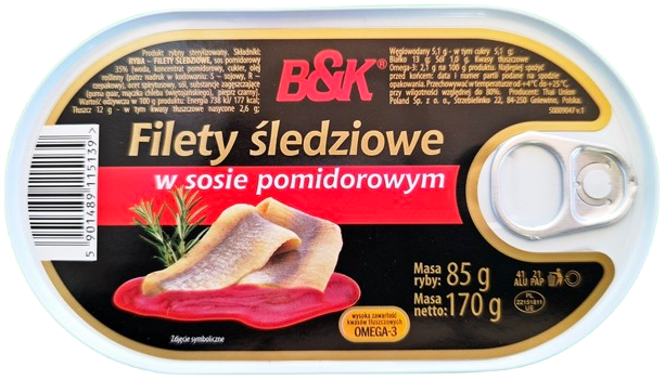 B&K Filety śledziowe w sosie pomidorowym