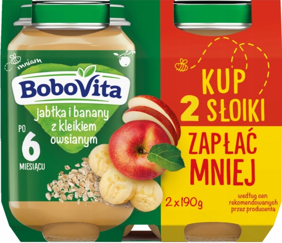 GRATIS BoboVita deserek jabłka i banany z kleikiem owsianym 2x190g