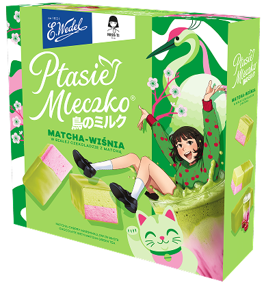 Wedel Ptasie mleczko matcha-wiśnia w białej czekoladzie