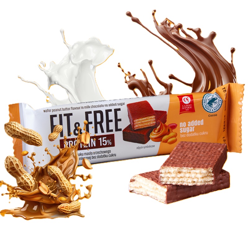 Cukry Nyskie Wafelek proteinowy Fit&Free o smaku masła orzechowego