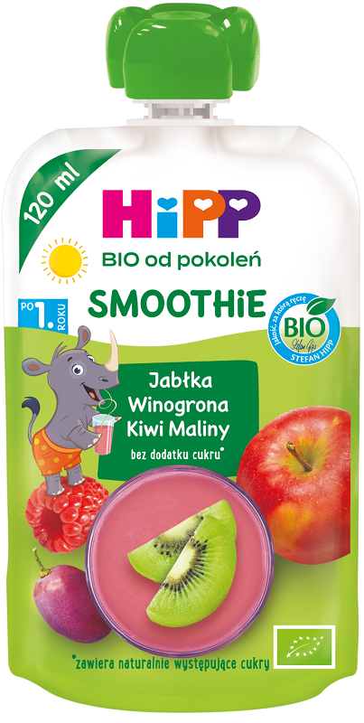 HiPP BIO Smoothie Mus z owoców i soków jabłka winogrona kiwi maliny