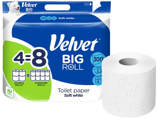 Velvet Papier toaletowy BIG ROLL Delikatnie Biały 3‑warstwowy