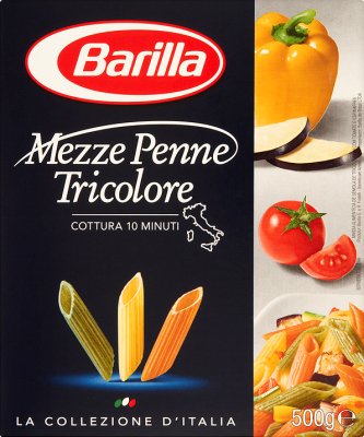 la mezze penne collezione tricolore (pluma tricolor ) 500 g de pasta italiana