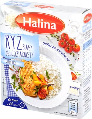 Halina long grain de riz blanc 4x100 g