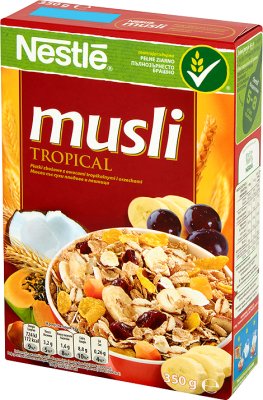 muesli cereal with tropical fruits and nuts