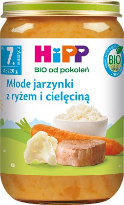 HiPP Młode jarzynki z ryżem i cielęciną BIO