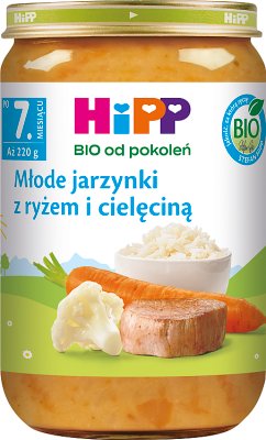 HiPP BIO od pokoleń, Młode jarzynki z ryżem i cielęciną