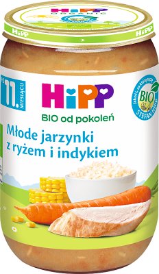 HiPP Młode jarzynki z ryżem i indykiem BIO