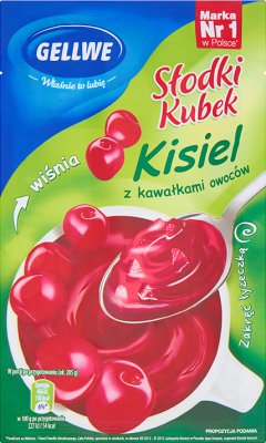 Gellwe Słodki Kubek kisiel wiśniowy z kawałkami owoców