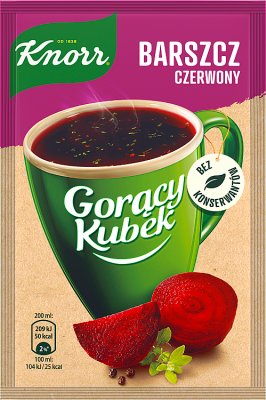 Knorr A hot mug of powdered red borscht