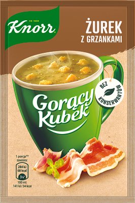 Knorr Una taza caliente de sopa agria en polvo con crutones