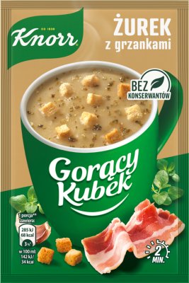 Knorr Горячая кружка сухого кислого супа с гренками.