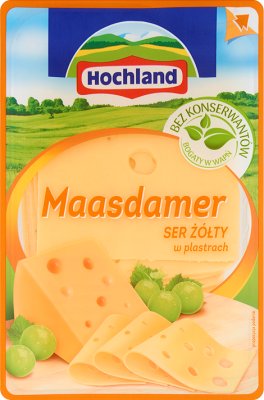 hard cheese sliced ​​maasdamer
