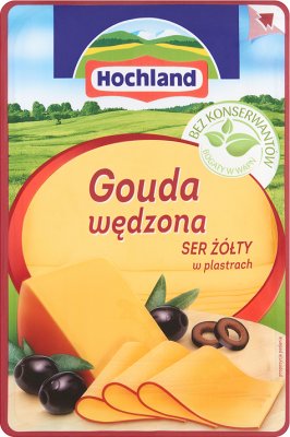 fromage à pâte dure en tranches de gouda fumé