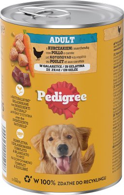Pedigree jedzenie dla psów dorosłych, puszka  z kurczakiem i marchewką w delikatnej galaretce