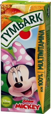 Tymbark 100% juice multivitamin, carton with a straw