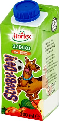 Scooby Doo 100 % apple juice from concentrated juice box with a straw