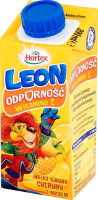 Leon (Hortex) nektar 100% z dodatkiem miodu, dla dzieci,  w kartoniku jabłka, cytryny, banany