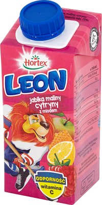 Leon (Hortex) nektar 100% z dodatkiem miodu, dla dzieci,  w kartoniku ze słomką jabłka, cytryny, maliny