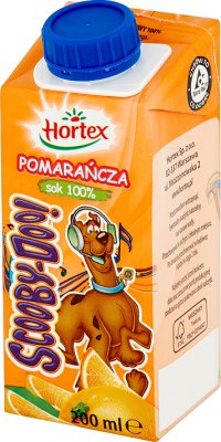 Hortex Scooby-Doo! sok pomarańczowy 100%, kartonik  ze słomką