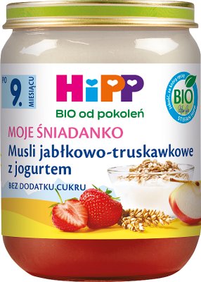 HiPP BIO od pokoleń, Musli jabłkowo-truskawkowe z jogurtem 