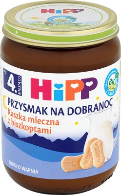 HiPP BIO Przysmak na Dobranoc Kaszka mleczna z biszkoptami po 4. miesiącu 190 g 