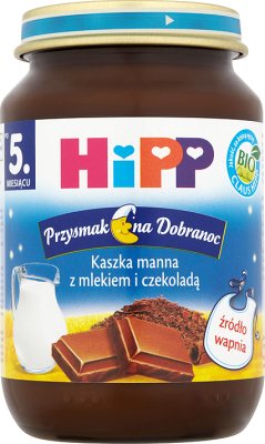 HiPP BIO Przysmak na dobranoc kaszka manna z mlekiem i czekoladą