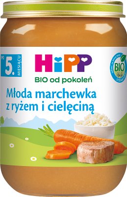 HiPP Zanahoria joven con arroz y ternera BIO