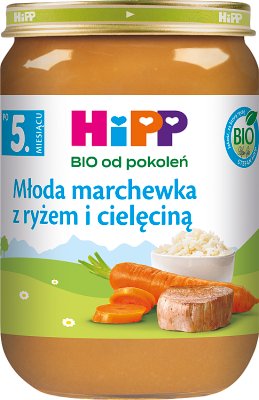 HiPP Young carrot with rice and veal BIO