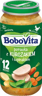 BoboVita dinner with stew with spinach and spinach
