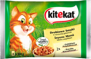 Kitekat Hühnchen Aromen in Gelee mit Ente und Pute 4x100g