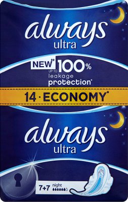 Always Ultra podpaski Night 6 kropli Economy Duo 2 x 7 sztuk