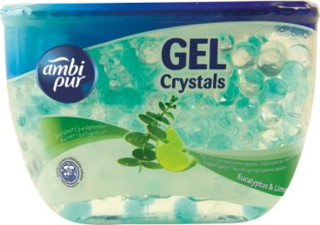 gel air freshener crystals in the form of balls of gel scent of eucalyptus and lime