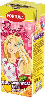 Fortuna Barbie sok 100% bez dodatku cukru jabłko, pomarańcza, banan