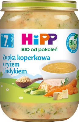 HiPP BIO od pokoleń, Zupka koperkowa z ryżem i indykiem 